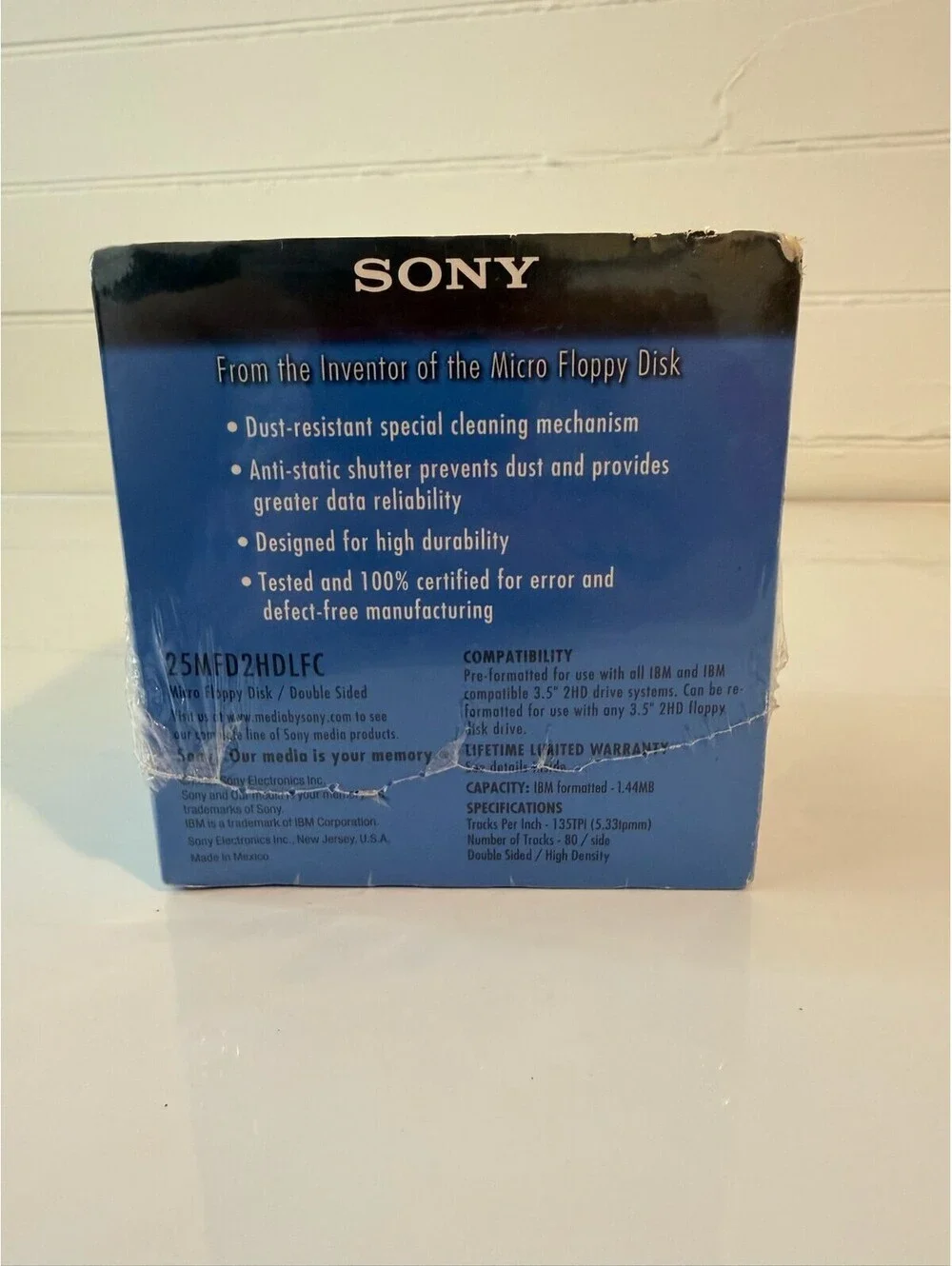 Sony 2HD 3.5” Diskettes 1.44MB 25 Pack IBM Formatted Micro Floppy Disk